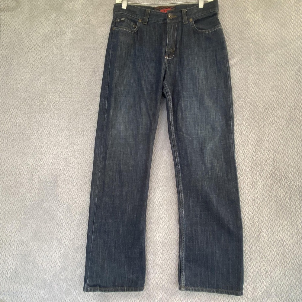 Vans Jeans Boys Sz 18 29x29 Dark Wash Denim Regular Fit Straight Leg Zip